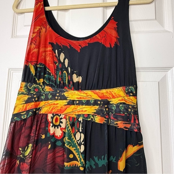 Desigual Christian Lacroix Black Mesh Dress Size L Floral ASO Katie Holmes - Picture 5 of 16